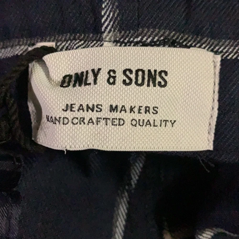 ASOS Only & Sons Check Trouser With Drawstring in Blue and Windowpane Print Sm.